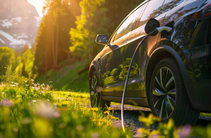 Electric car in a field